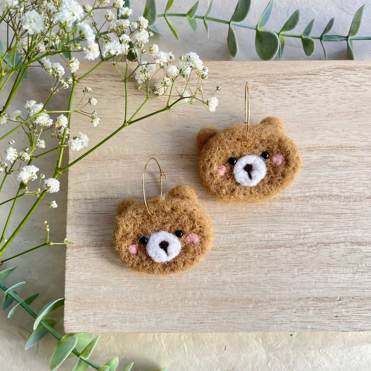 Sweet Bear Face Felted Earrings – Atomic Polish
