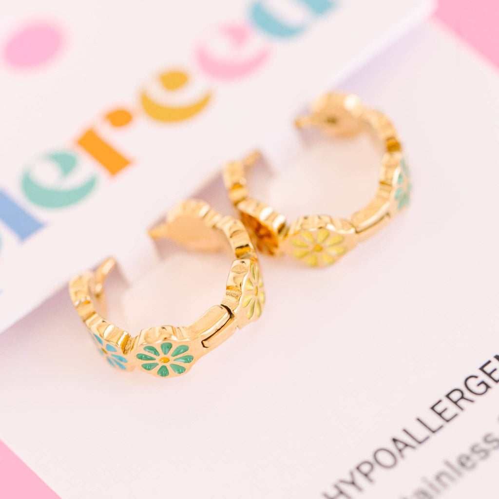Colorful Daisy Huggie Earrings