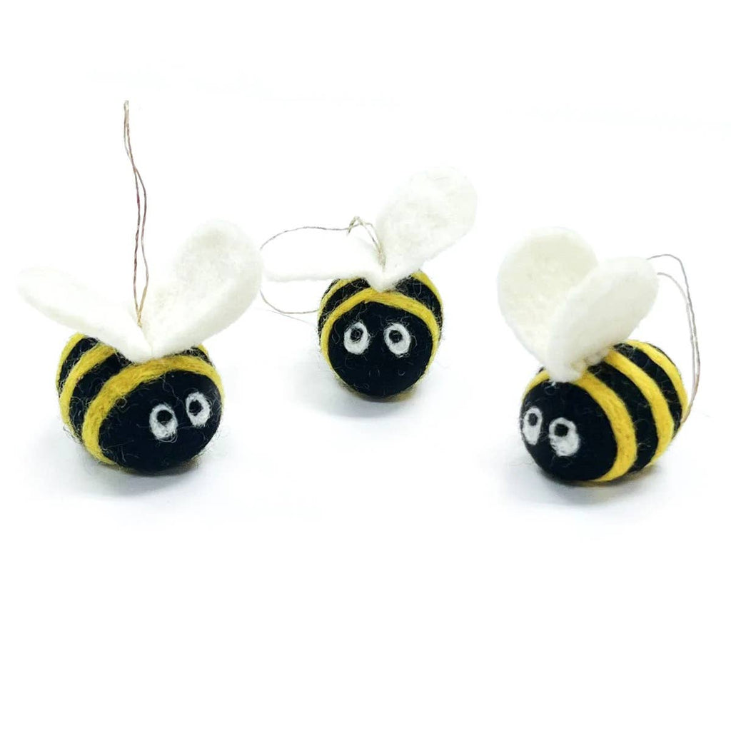 Wool Bee Ornaments - Single