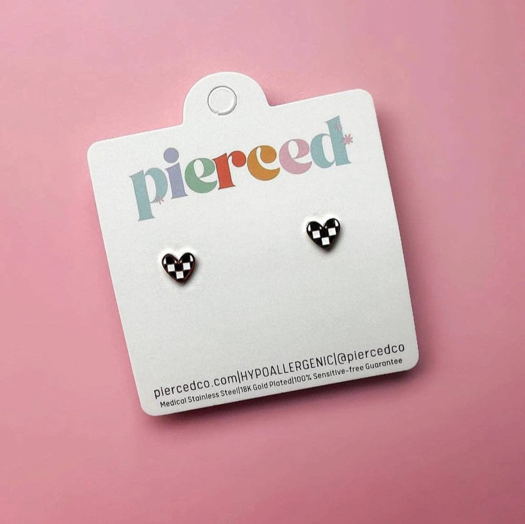 Checkered Heart Earrings