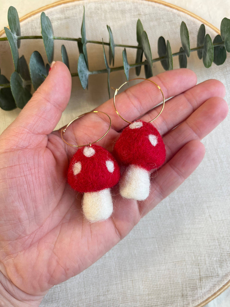 Mini Mushie Felted Earrings