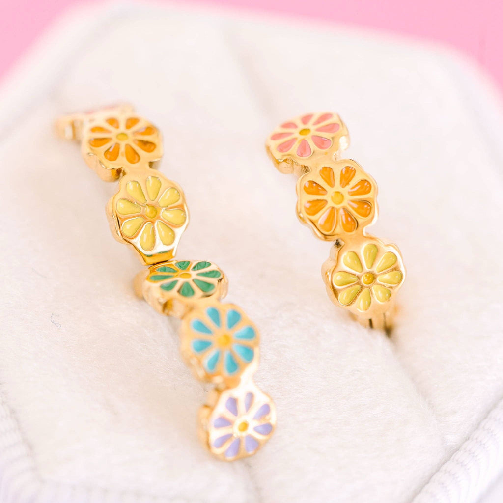 Colorful Daisy Huggie Earrings