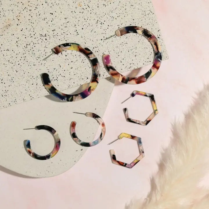 Acetate Hoops Classic - Purple Tortoise