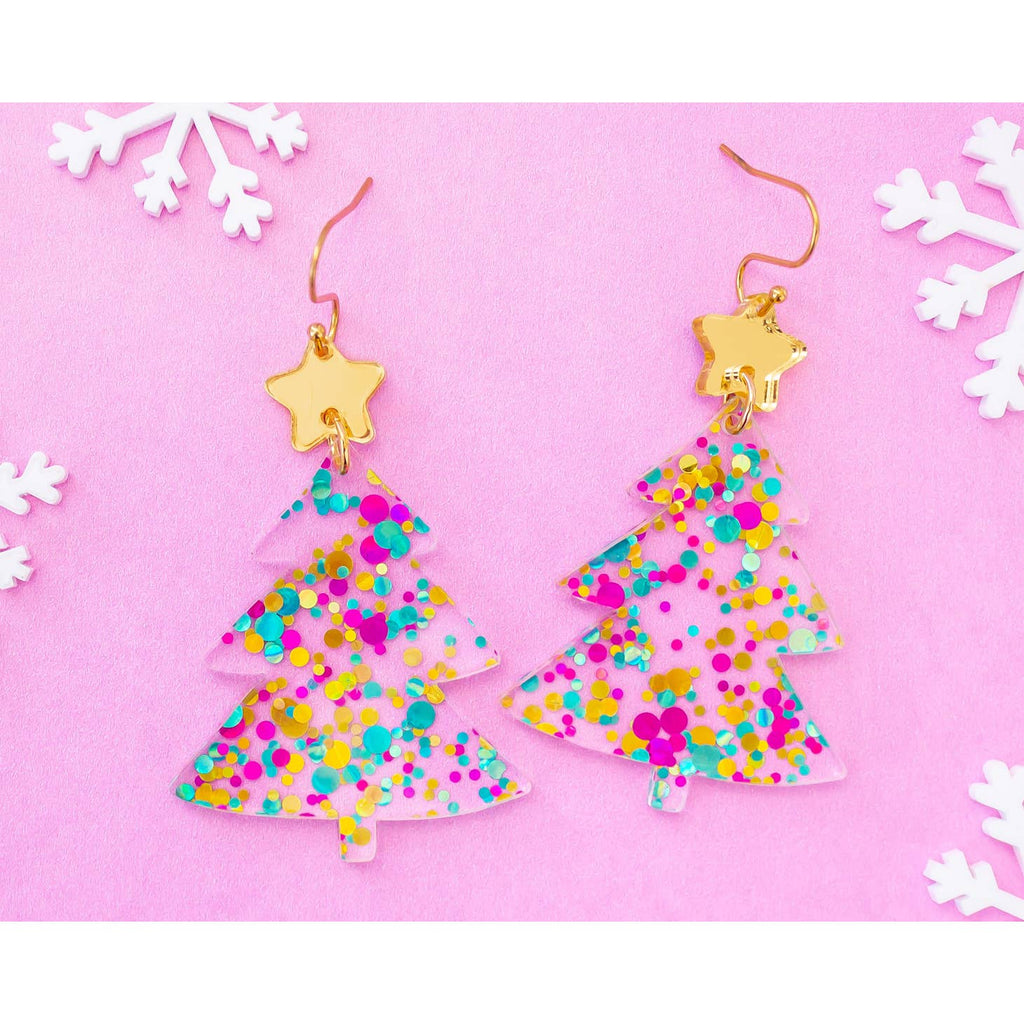 Acrylic Christmas Tree Earrings