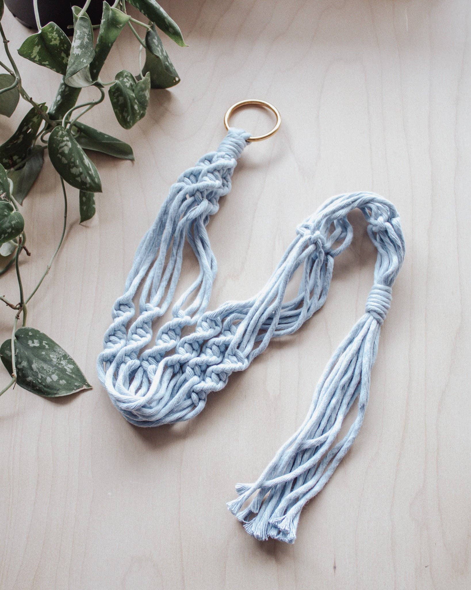 blue macrame plant hanger Simple Twist Macrame Plant Hanger – Atomic Polish