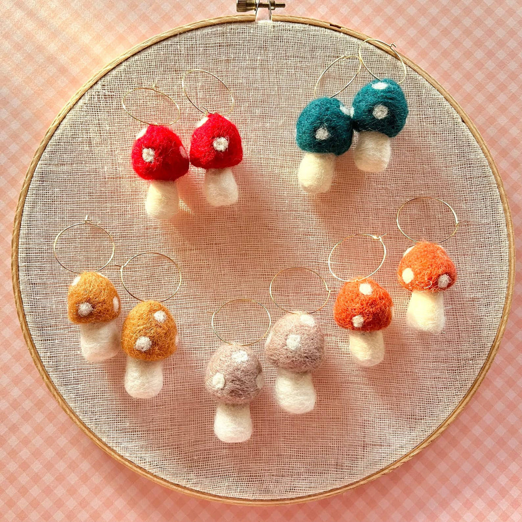 Mini Mushie Felted Earrings