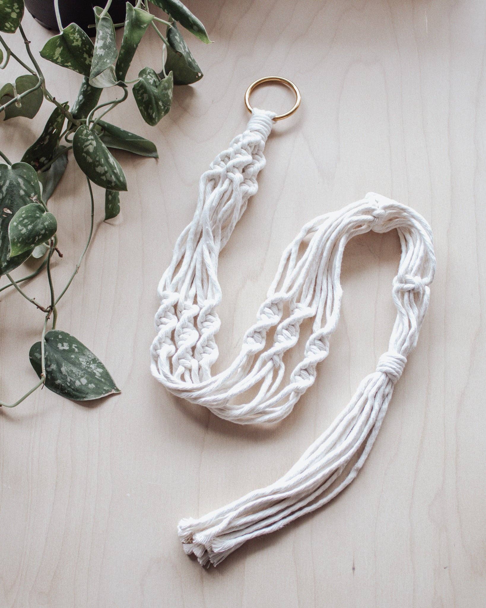white macrame plant hanger Simple Twist Macrame Plant Hanger Boho Home Decor Recycled Cotton Natural