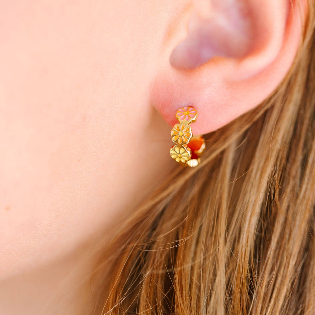 Colorful Daisy Huggie Earrings