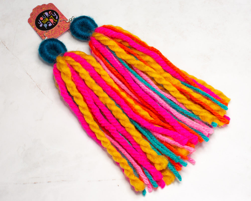 Large Multicolor Tassel Earrings