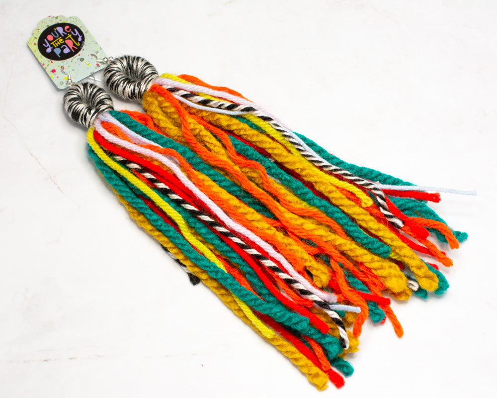 Large Multicolor Tassel Earrings